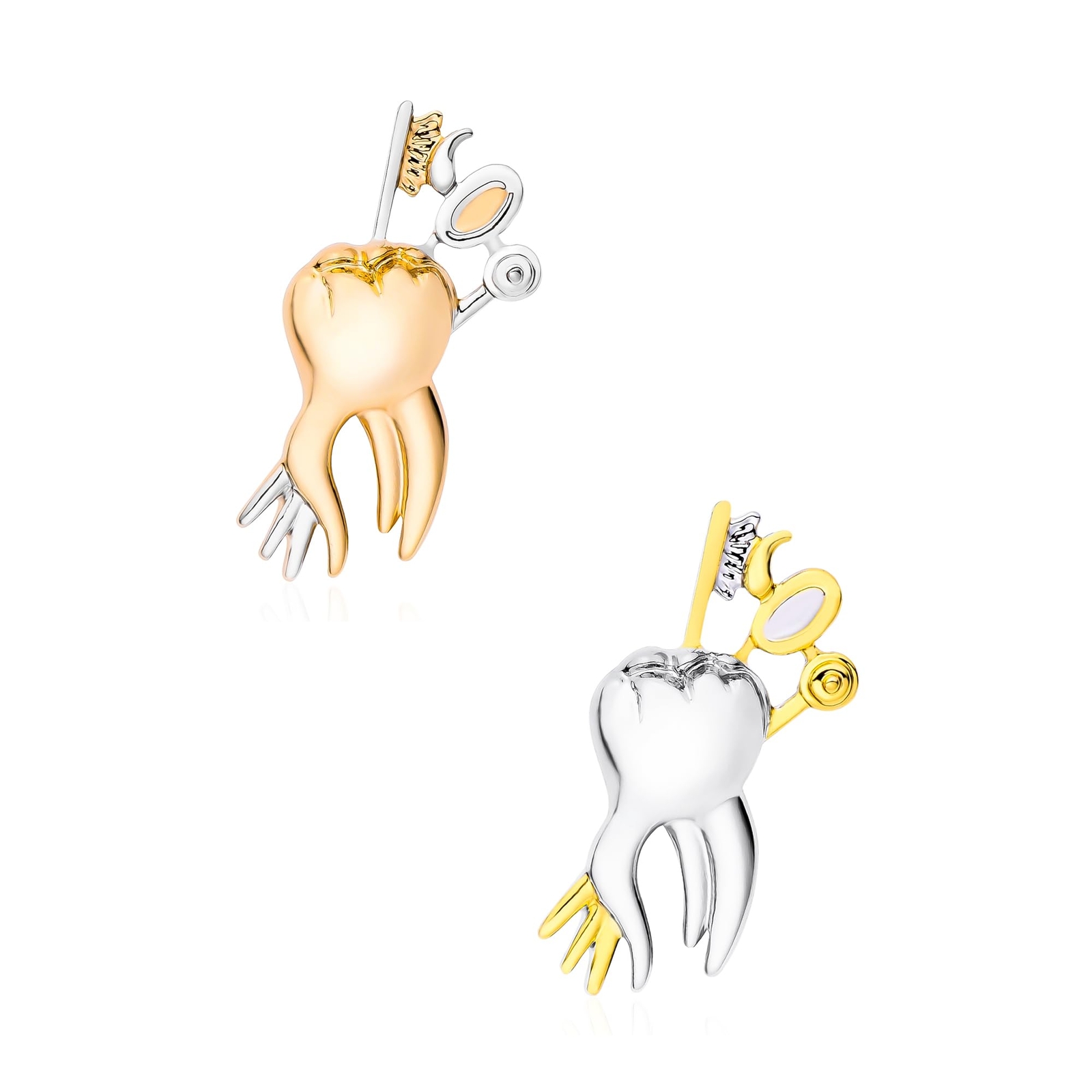 2pcs Dental Teeth Brooch Pin Lapel Backpack Clip Toothbrush Dentist Gift
