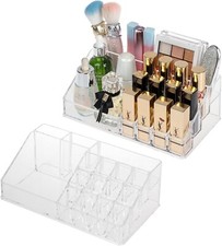  2 PACK 16 Slot Clear Acrylic Lipstick Holder Cosmetic Organizer Makeup Storage