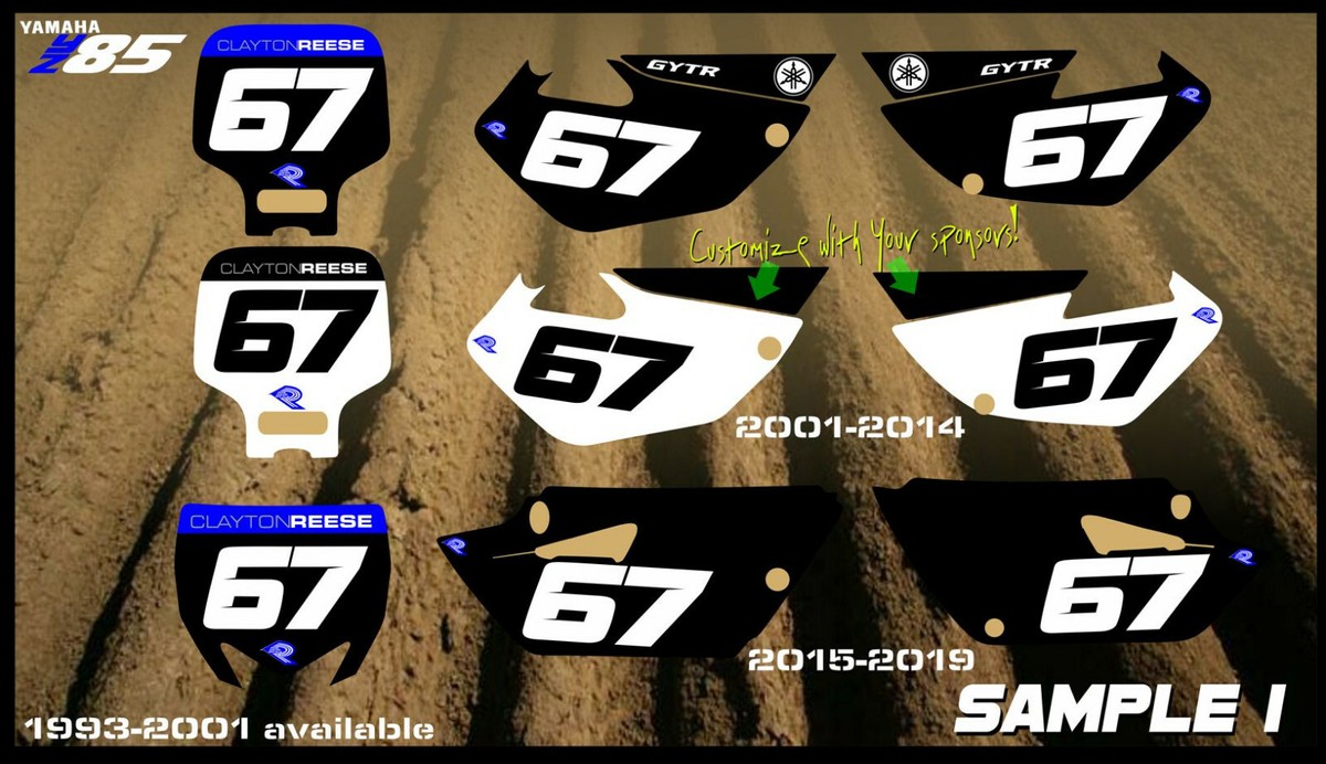 Yamaha yz85 YZ 85 85cc motocross mx Custom Number Plate Stickers