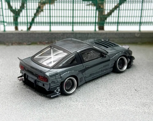 MT 1:64 JDM Gray Silvia S13 180SX Rocket Bunny Model Diecast Metal Car - Picture 9 of 18