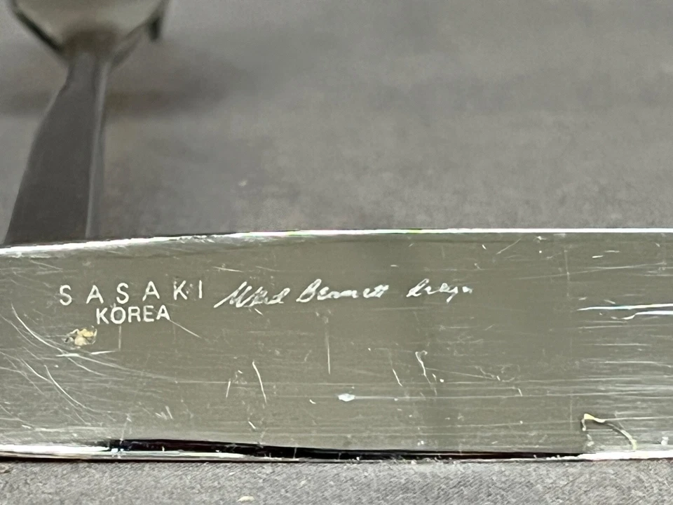 2 cuchillos de cena Sasaki ORBIT GOLD 9 3/4" + 1 tenedor para ensalada ~ Ward Bennett Japón Foto 3 de 4