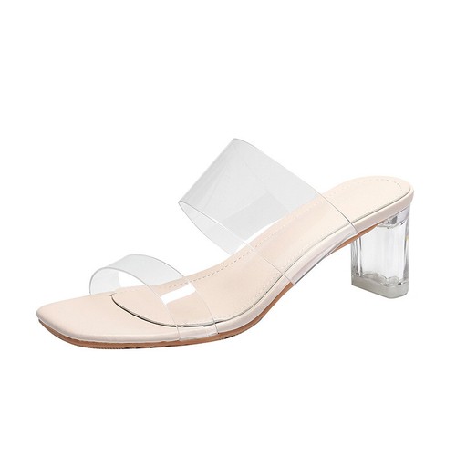 Women Pumps Sandals PVC Slippers High Heels Slippers Shoes Heel Clear Sandals - Picture 13 of 19