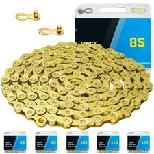 6 7 8 Speed Bike Chain HeavyDuty Steel for Road Mountain Bikes Gold 116 Links