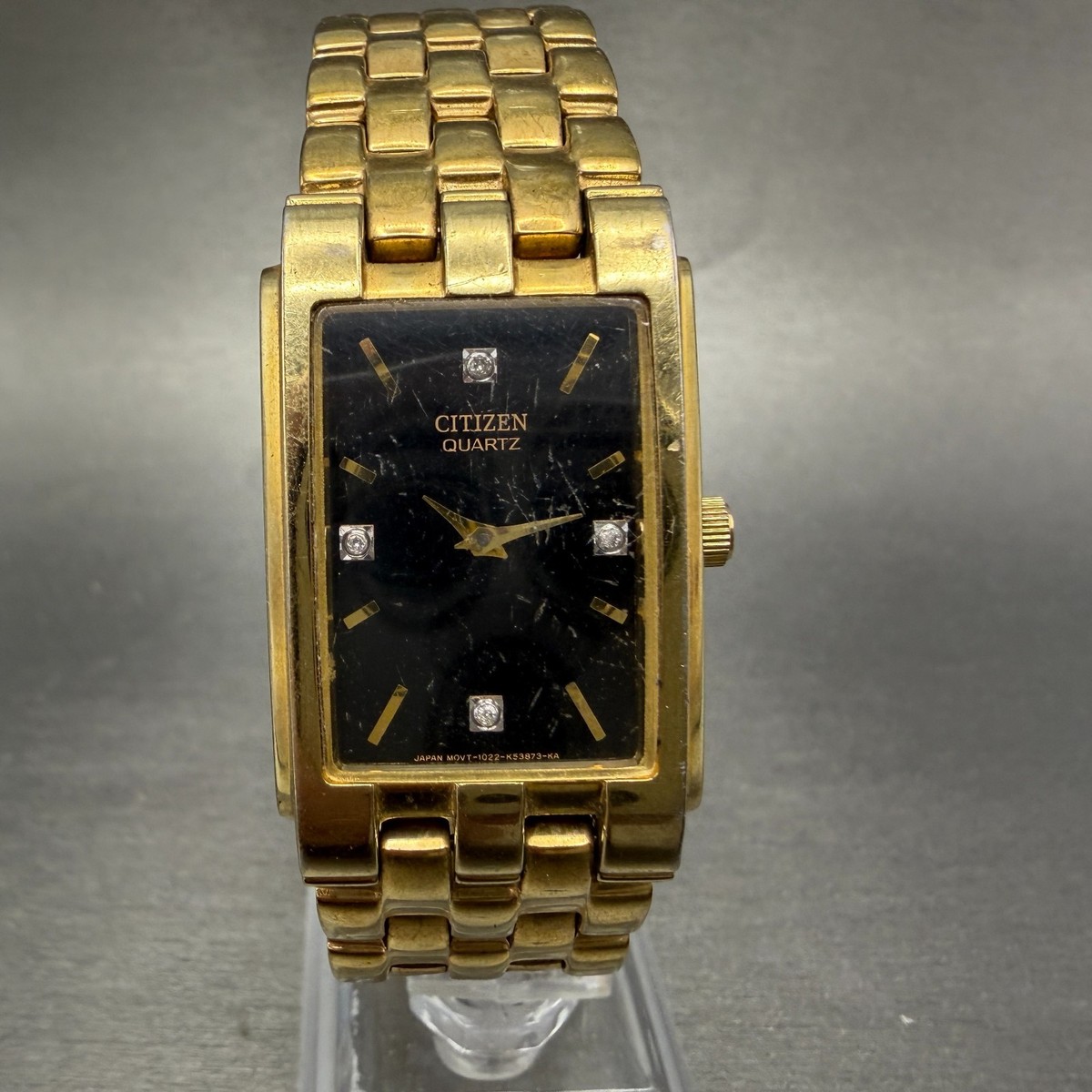 Citizen Tank Watch Men 24mm Black Dial Gold Tone 1022-K18078 New