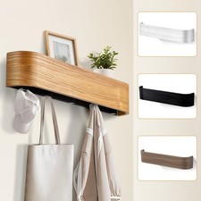 Coat Rack Hanger with Shelf Hidden Wall Hooks Wall Mounted Bedroom Living Room