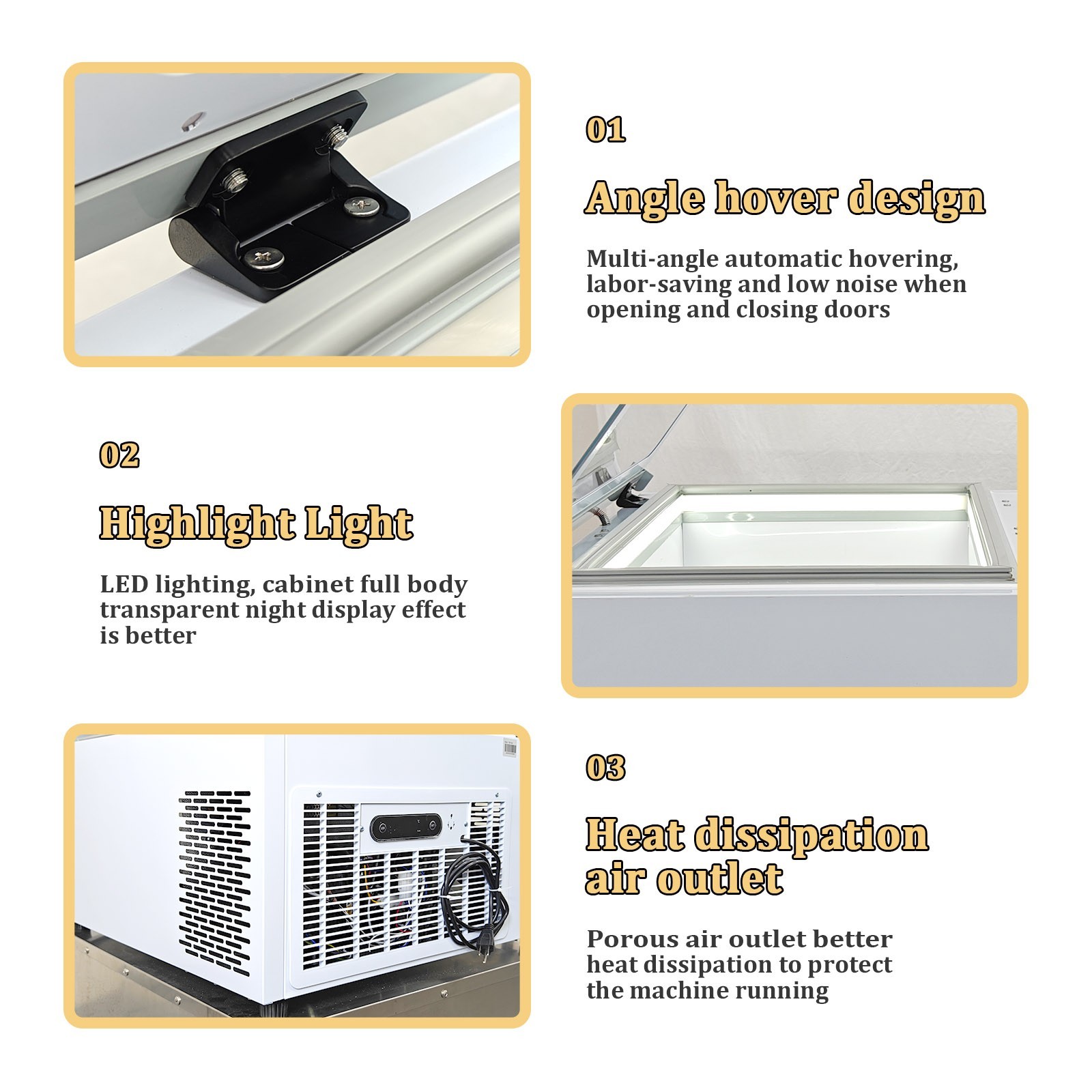 Commercial 3 Pans Ice Cream Showcase Gelato Dipping Cabinet Freezer Auto Defrost