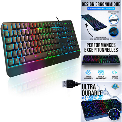 KLIM Chroma Gaming Tastatur AZERTY Französisch USB - NEU - Langlebig