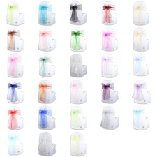 50 pcs Organza Chair Cover Bow Sash 108"x8" Wedding Party Banquet Reception