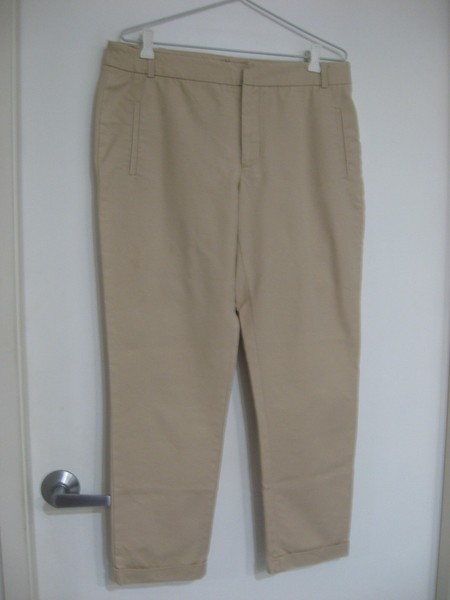 ZARA BEIGE STRAIGHT LEG PANTS WOTH CUFFS+POCKETS SIZE EUR42