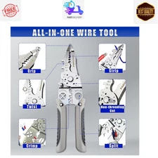 Wire Stripper Crimping Electrical Pliers Cutter Crimper Adjustable AWG 6-16