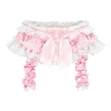 Satini R&uuml;schen Spitze Sissy seidig Satin Strumpfband Strapsg&uuml;rtel Dessous Schl&uuml;pfer