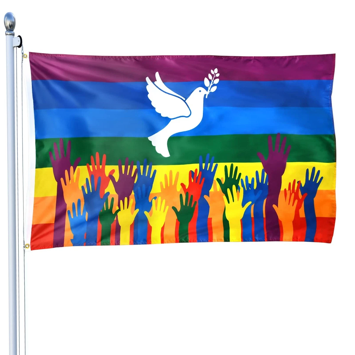 Bandiera Della Pace 100x70 Cm - Scritta In Italiano, Tessuto Poly Lucido, Per Manifestazioni - 2