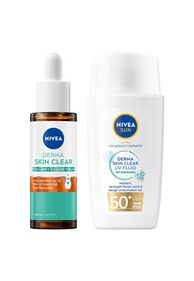 NIVEA DERMA SKIN CLEAR Rebalance & Clear Serum + UV-Fluid Gesichtspflegeset 2tlg
