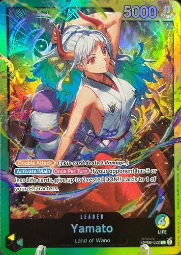 • Yamato • OP06-022 SR Leader ST28 Green/ Yellow Holo Foil One Piece TCG NM