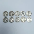 Walking Liberty Half Dollars Lot of 10 Circulated 1934-1945 Full Date Lot #6