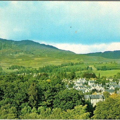 c1970s Pitlochry Perthshire Scotland Ben-y-Vrackie Mountain Grampian Resort Town