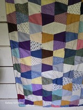 Antique Vintage Handmade Small Patchwork Quilt Wall Hanging Baby