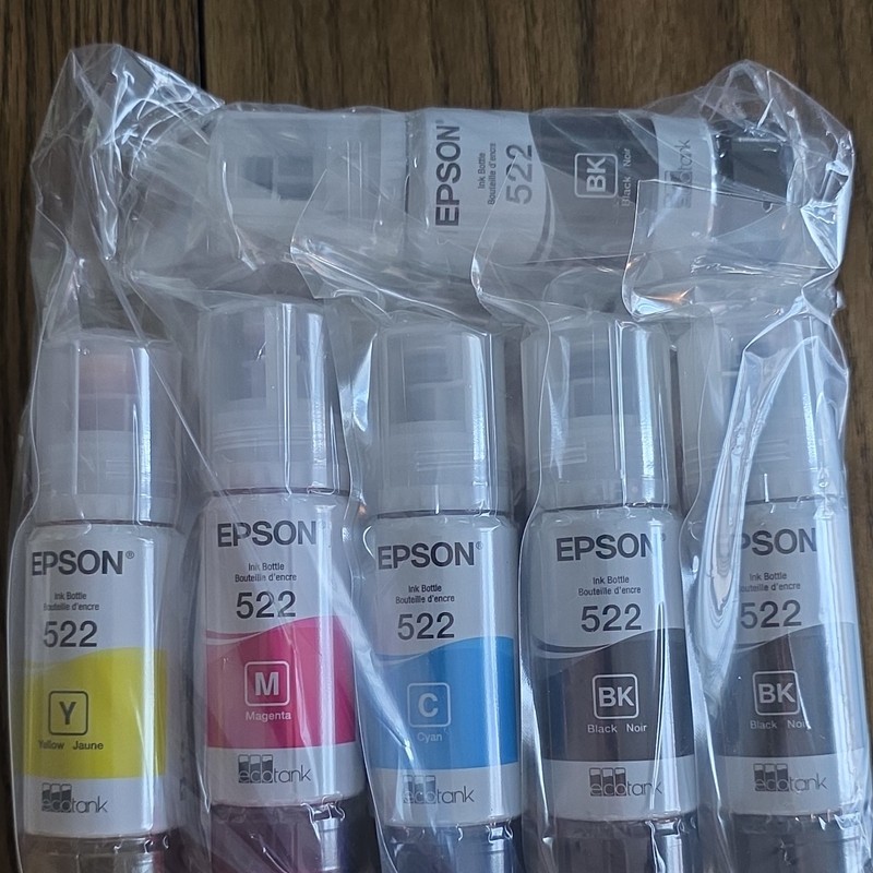 Genuine Epson EcoTank 522 Ink Refill 6 Bottle Set 3 Black  1 Cyan/Magenta/Yellow