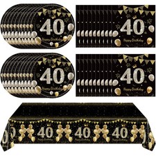 41Pcs 40th Birthday Decorations for Men Women, Black Gold 40 Year Old Birthda...