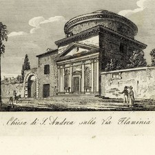 Tommaso Cuccioni Chiesa di Sant’Andrea in Via Flaminia Roma incisione XIX secolo