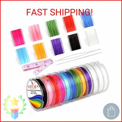 LPBeads 12 Rolls 0.8mm Elastic Stretchy String Cord for Bracelet Jewelry Making