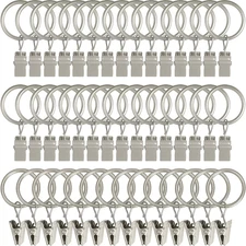 44 Pack Curtain Rings with Clips, Curtain Clip Rings Hooks, Bow Hanger Clips Fo