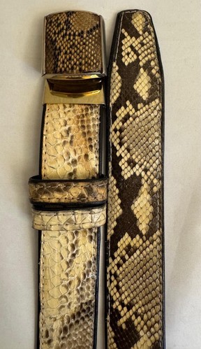Vintage Diamond "PYTHON SNAKESKIN" Belt 45" Long 1' Wide Custom Made. - Picture 2 of 11