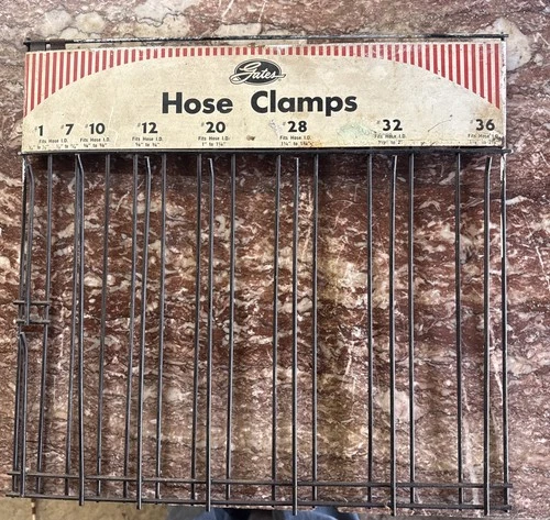Vintage Gates Hose Clamps Original Display Sign 15x16” Metal