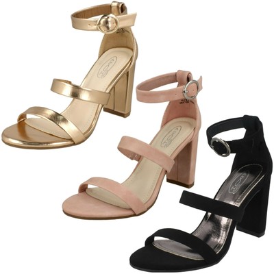 Spot On Damen Doppelriemen Hoher Absatz Sandalen