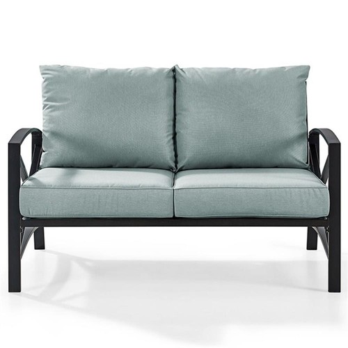 Crosley Furniture Kaplan Metal Patio Loveseat in Oil Bronze and Mist ...