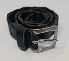 Gap Genuine Leather Braided Belt Size S-M Black With Silver-Tone Buckle