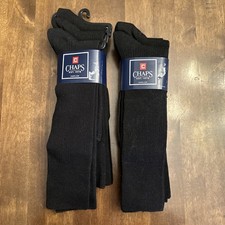 Chaps Socks Bundle (2) Black Dress Socks Ribbed Office Work Career 7-12 Shoe