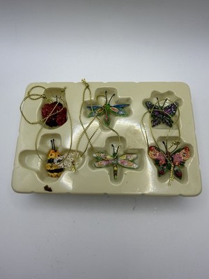 Kurt Adler Santa's World 6 Mini Ornaments Bee Butterflies Lady Bug Firefly READ