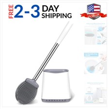 Toilet Brush, Silicone Toilet Brush and Holder Set, Flexible Toilet Bowl Brus...