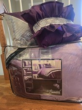 NEW Lush Decor JEWEL purple Twin Comforter Set Pillows, Sham, Bed Skirt
