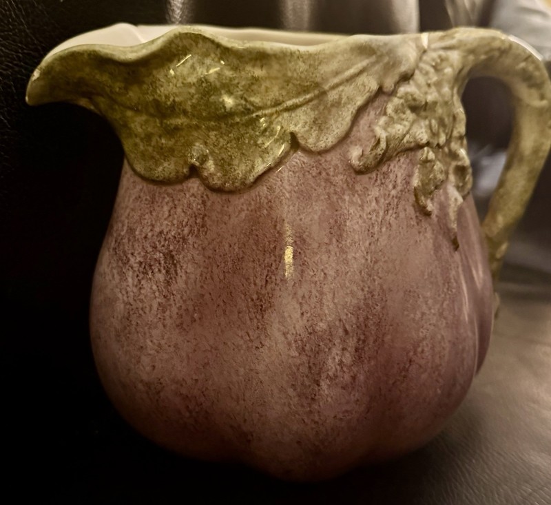 Antique NOVE POTTERY ITALY purple Eggplant Italian majolica Pitcher Barettoni