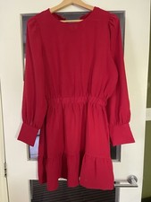 Red Frill Dress By Cupshe Size M (12) , Pre Loved , Above The Knee