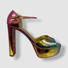 Christian Louboutin Women's Gold Sandaloo Iridescent Platform Sandal Shoes 39.5