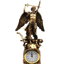 Dekorative Standuhr Tischuhr Erzengel Michael Bronze
