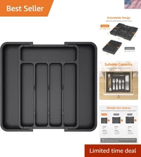 7-Compartment Silverware Tray - Expandable Flatware Organizer for Custom Storage