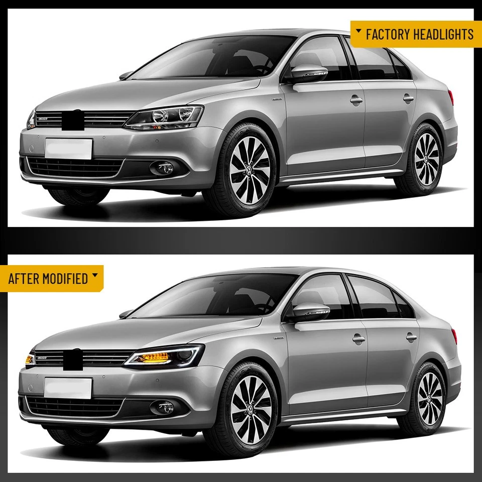 LED Headlights Sequential For 2011-2017 vw Jetta Sagitar MK6 Projector Assembly - image 3 of 4