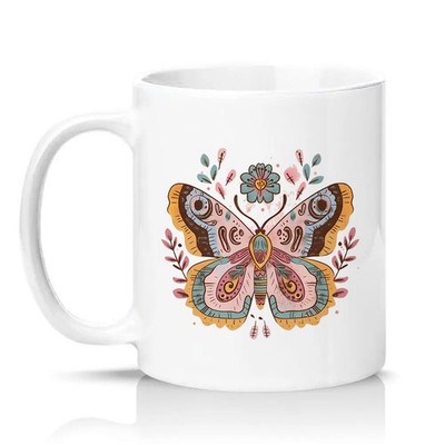 Boho Schmetterling Damen 11 Unzen Keramiktasse Naturliebhaber Blumengeschenk