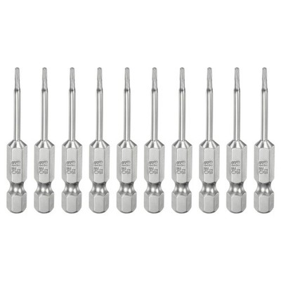 10pcs T6 Security Torx Bit 1/4'' Hex Shank 2'' Long Tamper Resistant Star Bits