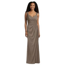 Azazie Taupe Maxi Bridesmaids Formal Dress size A6