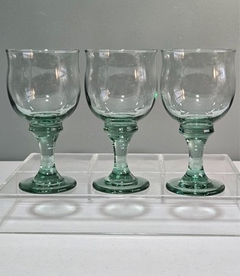 Set Of 3 Vintage Libbey Clarion 7  Spanish Green Ice Tea /Water Glass Goblets