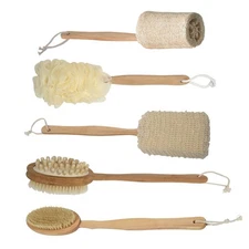 Natural Wooden Handle Bath Brushes - Long Back Scrubbers
