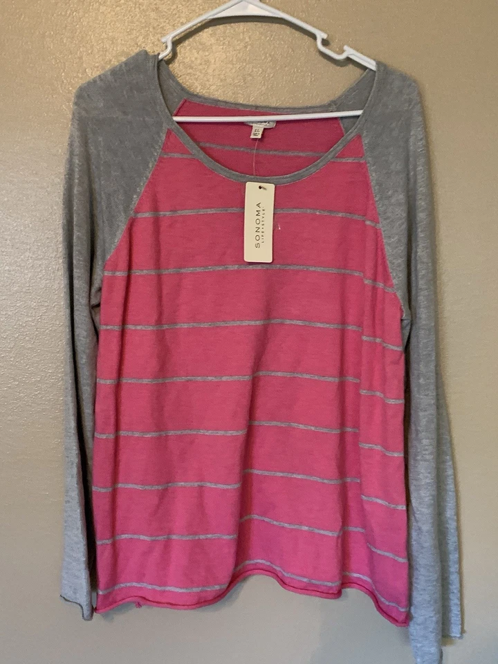 Lote De 2 Suéteres Sonoma Ligeros A Rayas Azul Y Rosa Talla XL Kohl’s Nuevo Con Etiquetas Foto 2 de 4