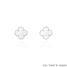 Van Cleef & Arpels White Gold MOP Vintage Alhambra Earrings VCARF48600