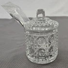 Vintage Federal Glass Windsor Clear Sugar Bowl With Lid And Spoon UNUSED READ⬇