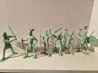 Louis Marx 6" Viking Figures Set of 6 Green Plastic Soldiers 1964 Vintage
